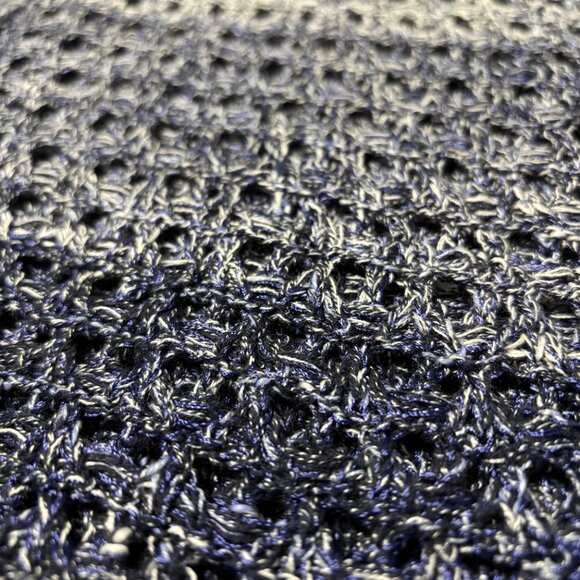 Chico’s Open Knit Ombre Sleeveless Cardigan‎ Vest Blue Gray Cream Medium/Large - Picture 9 of 12